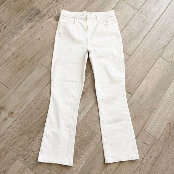 L'Agence Womens Mira White Ultra High-Rise Kick Boot Denim Cropped Jeans Size 29 - Picture 2 of 14